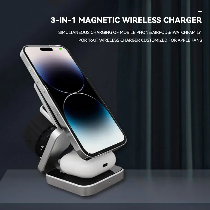 30W Magnetic Charger Stand for iPhone, AirPods, Watch