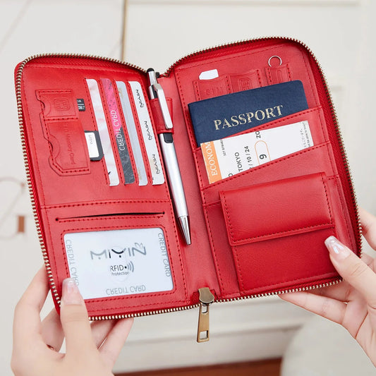 Retro RFID Passport Wallet with PU Leather and Card Slots